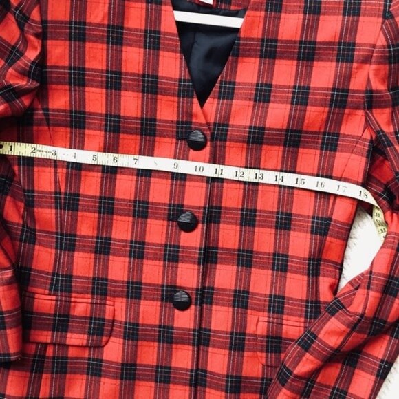Vintage Sweetbriar Red & Black Plaid Button-Up Blazer Jacket Size 6 - Picture 8 of 9